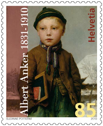 timbre 100e anniversaire de la mort d'Albert Anker