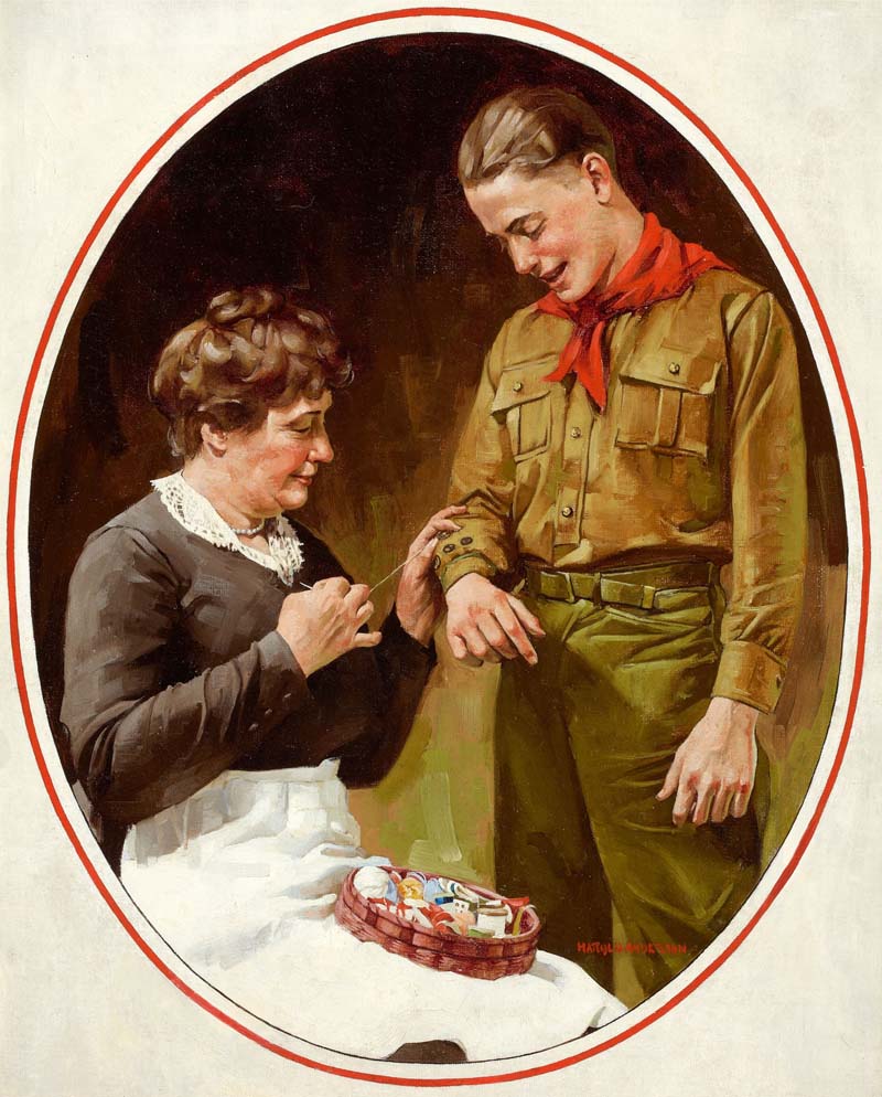 Mending the shirt, Boys' Life Magazine Cover 1922