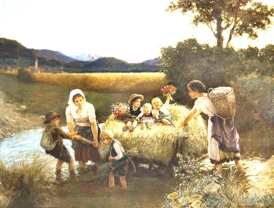 Peasant family returning home