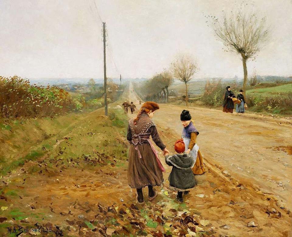 Children on a country road - First steps