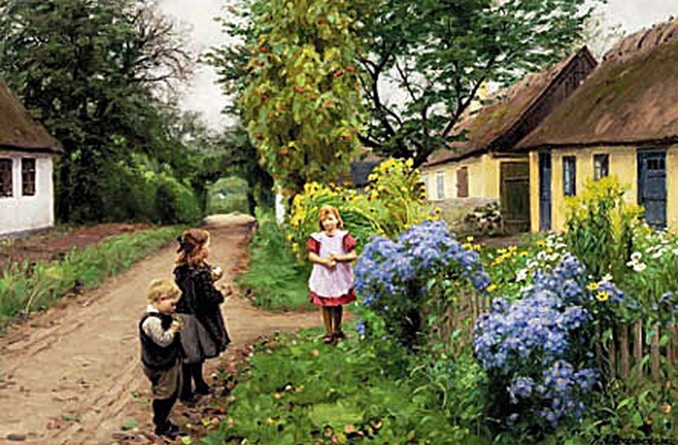 Children on the chuch path