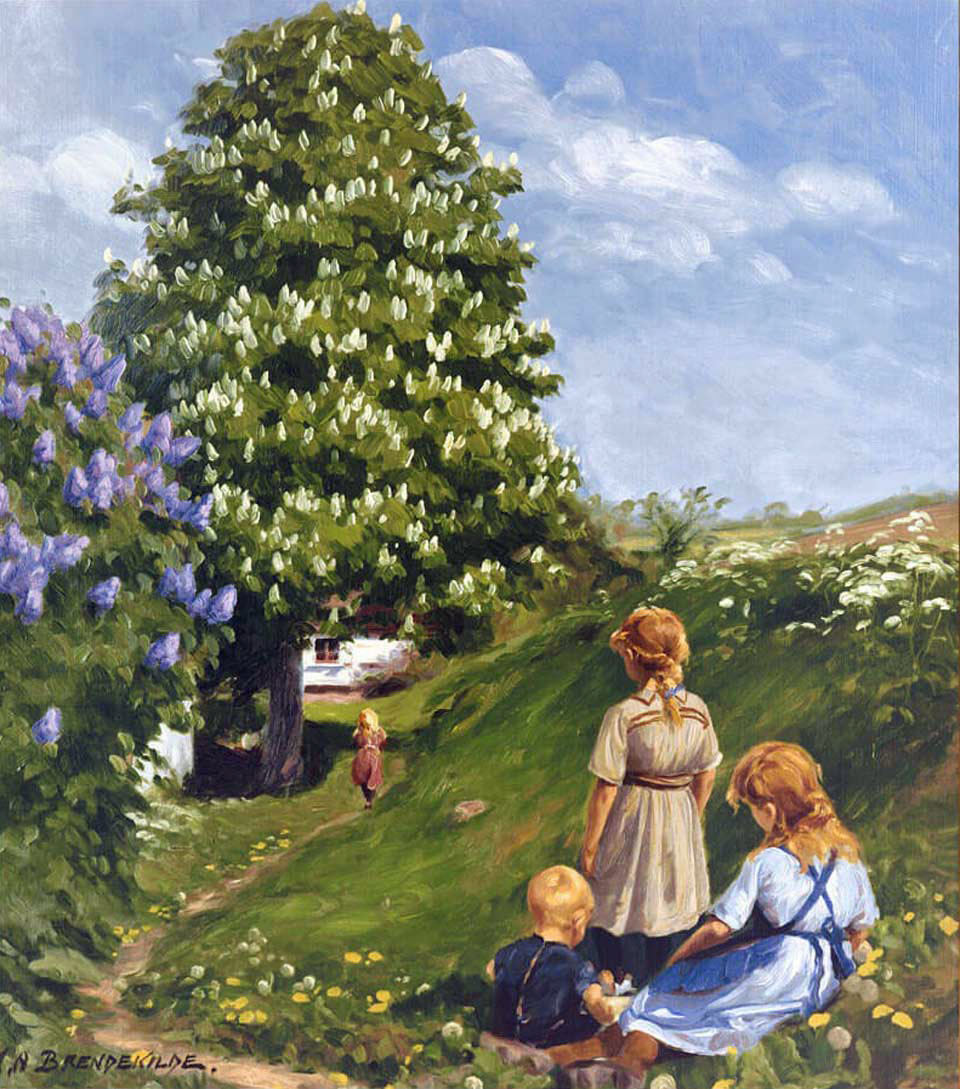 Children playing in spring