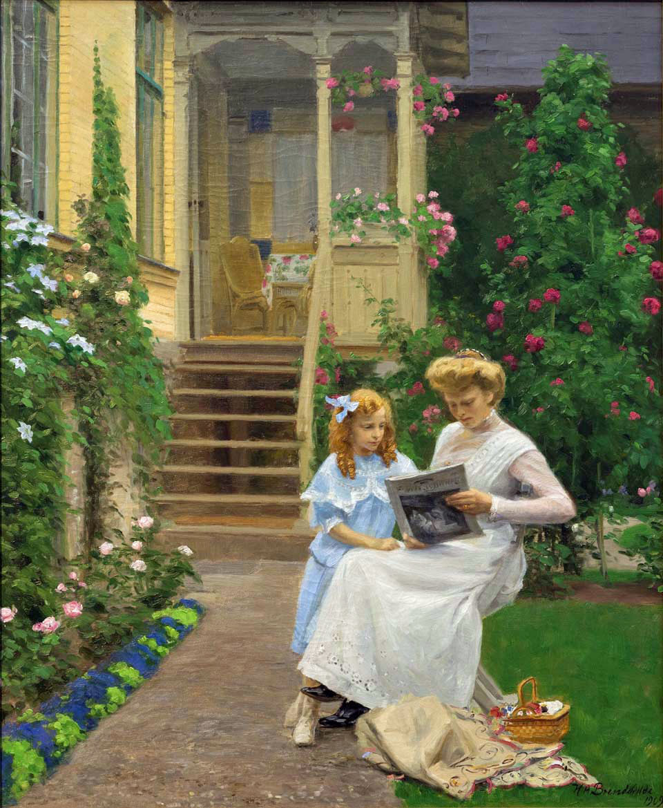 Two sisters in a garden