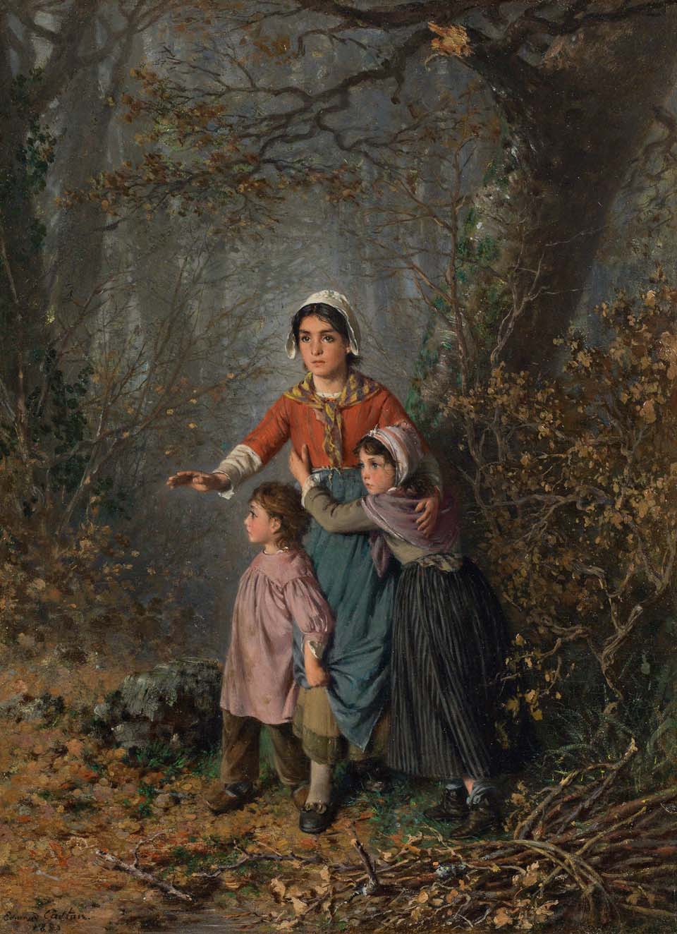 Children gathering firewood