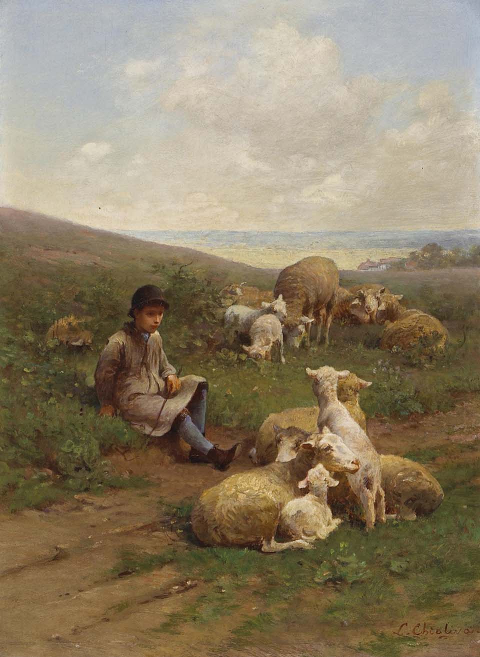 A young shepherd with his flock