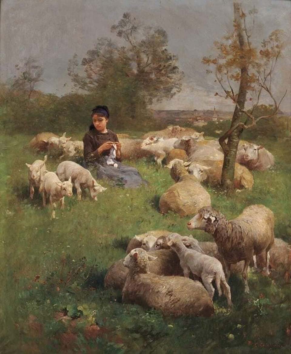 Shepherdess with her flock