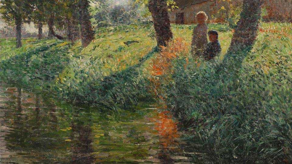 Deux enfants au bord de l'eau