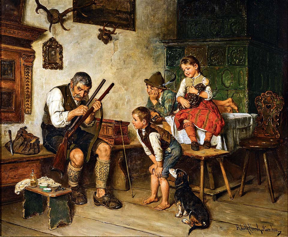 Grandfather preparing for the hunt