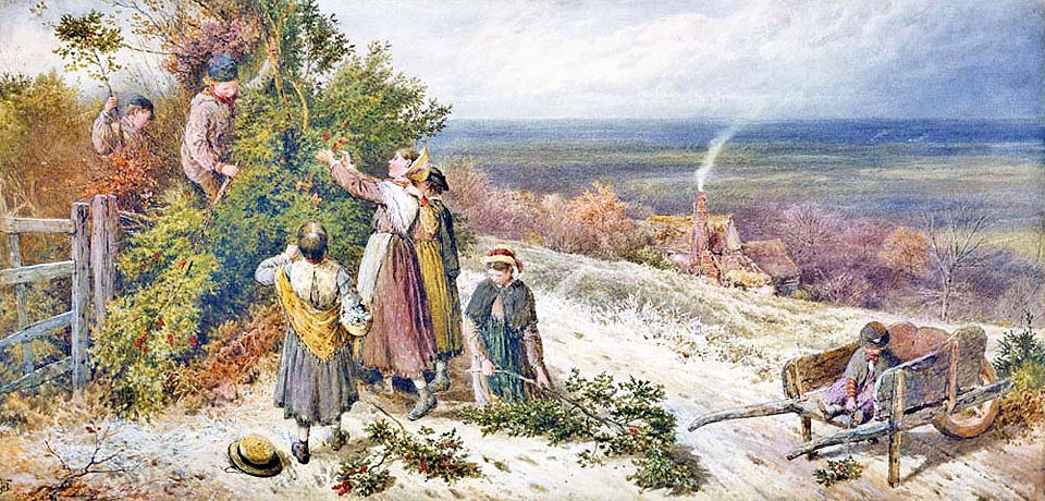 Children gathering holly