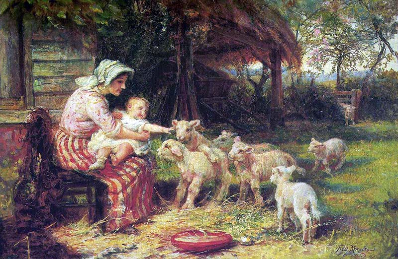 Lambs with the mother of the child