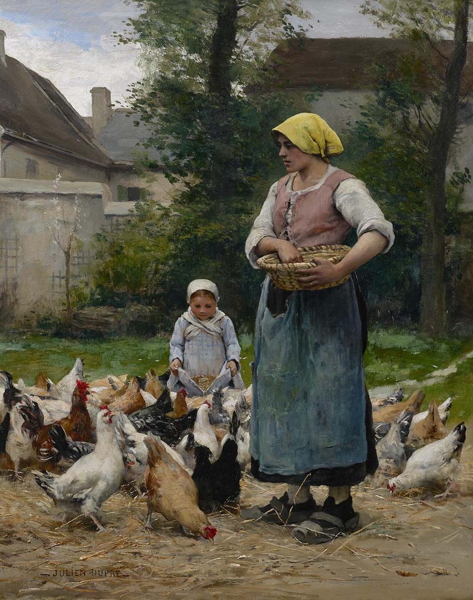 Woman with chickens
