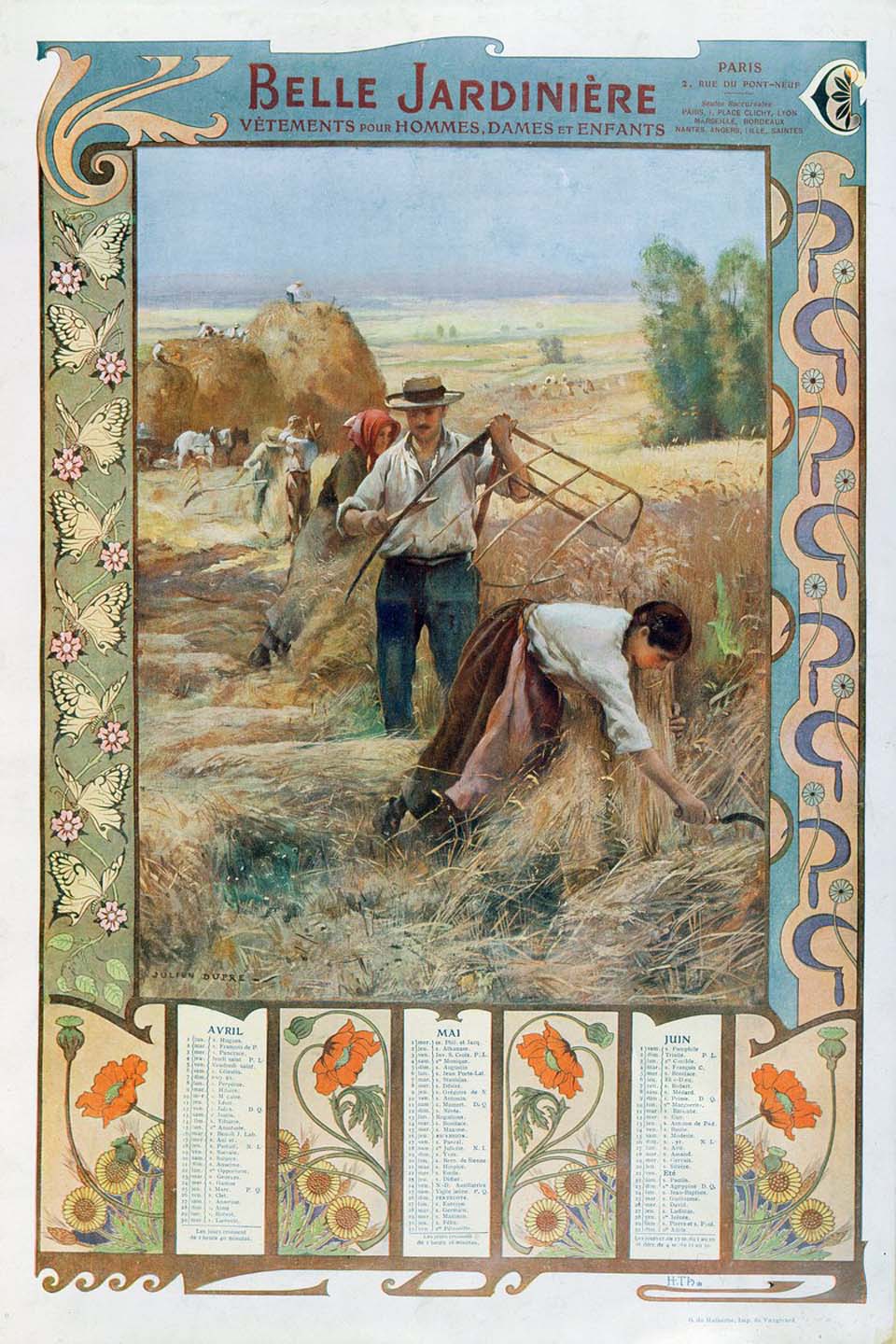 Illustrated calendar for the parisian department store La Belle Jardinière - 2