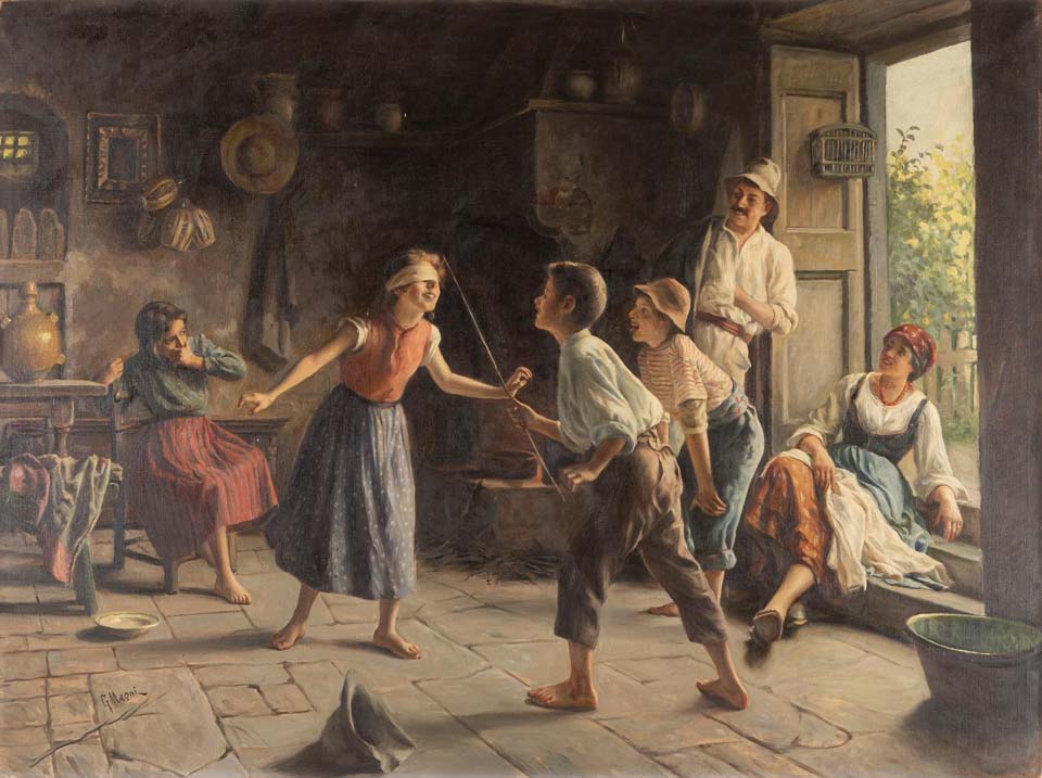 Children playing blind man's buff