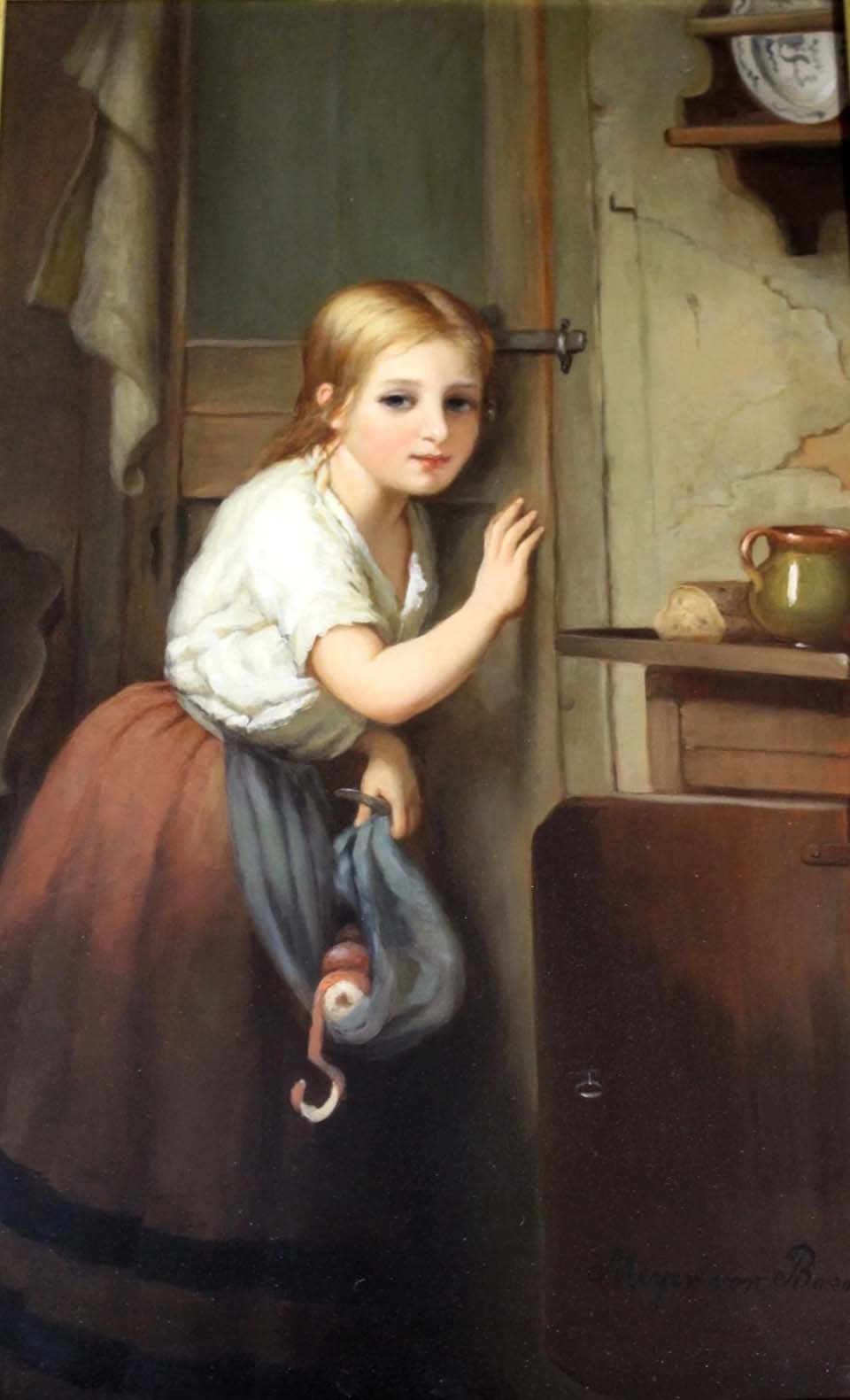 Girl listening at the door