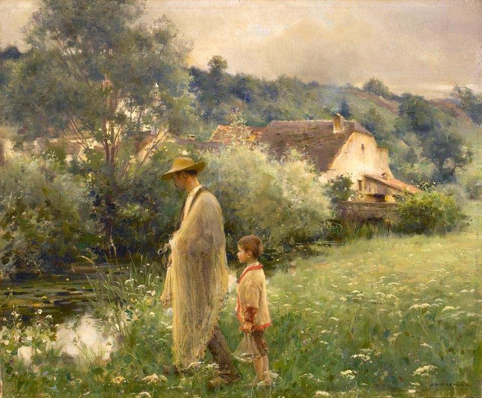 Net fishing in the brook, Bonnaud