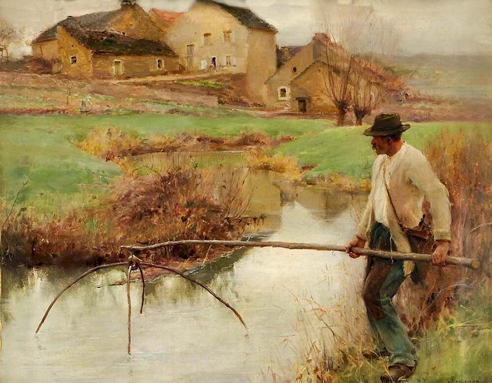 The fisherman fishing for eels
