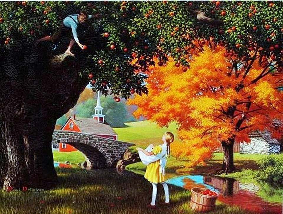 Les quatre saisons - L'automne - Le vieux pommier, cueillir des pommes