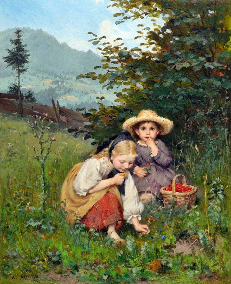 Girl plucking berries