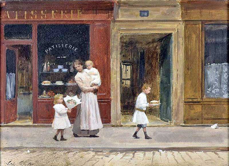 In front of the bakery