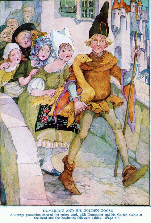 Dummling and his golden goose A strange procession entered the palace yard