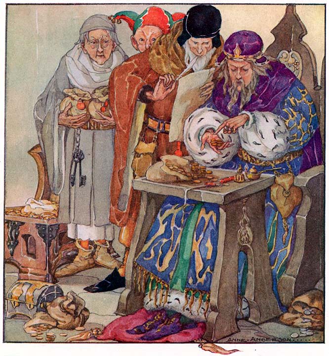 The King was in his counting house counting out his money