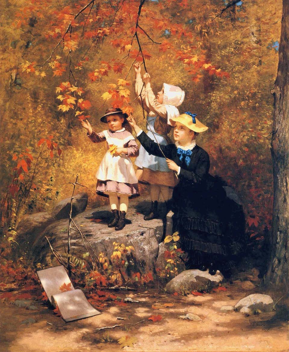 Gathering autumn leaves