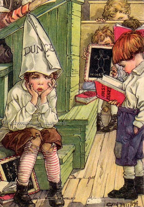 Boy in dunce cap
