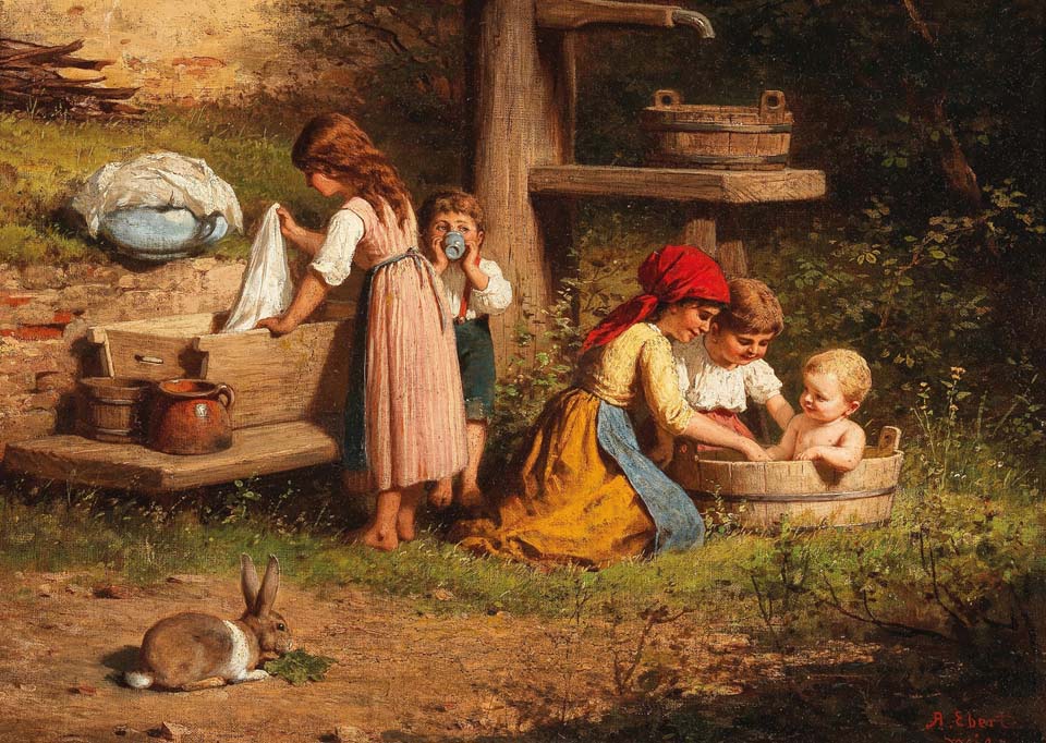 Children at the fountain