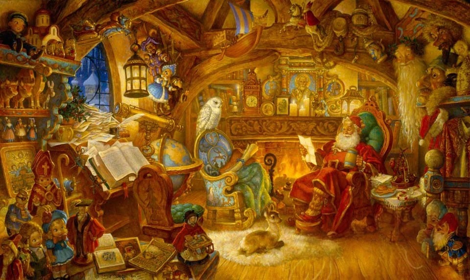Saint-Nicolas dans son bureau