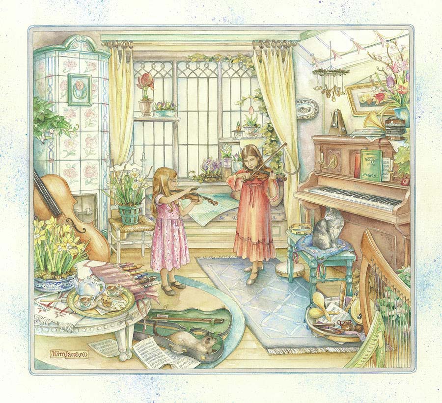 In the music room