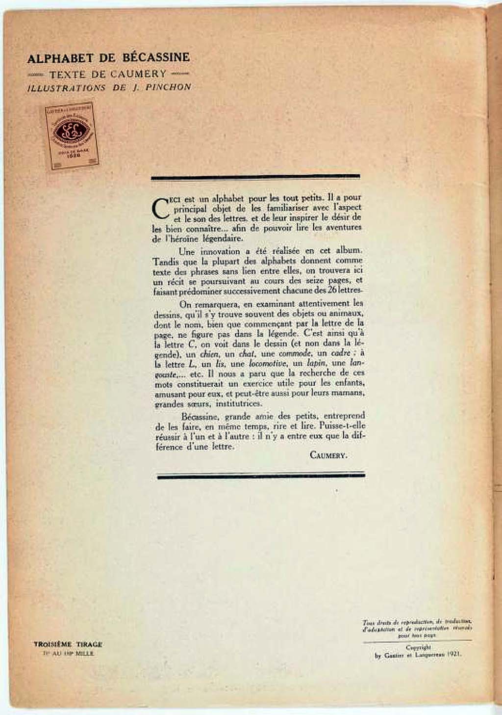 L'alphabet de Bécassine