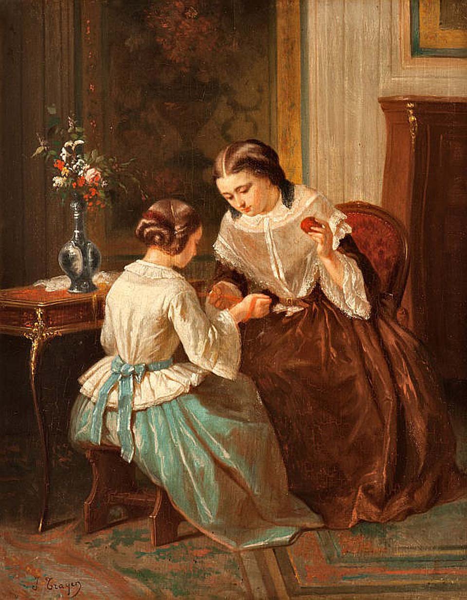 Two wool winding girls