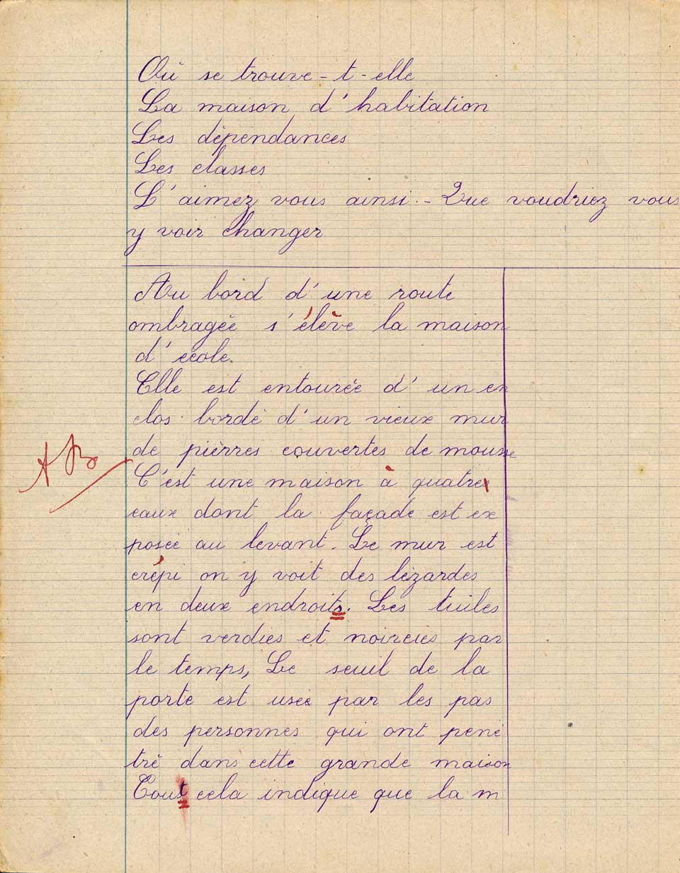 cahier de Marie Sansoube en 1921, elle a 9 ans