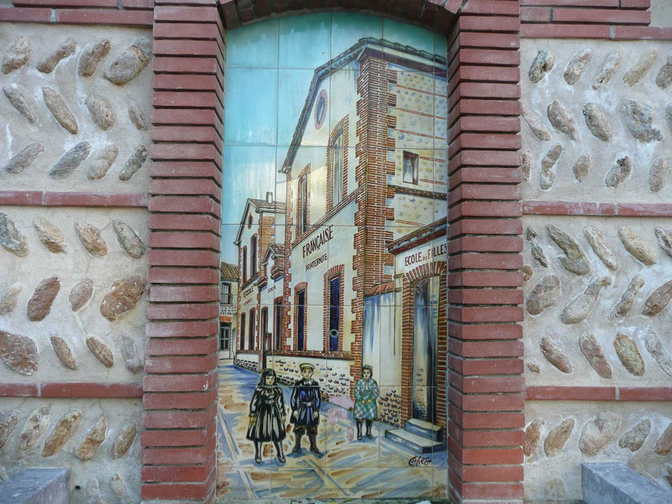 fresque de l'ancienne école de Cabestany