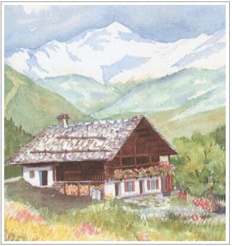 ( Chalet traditionnel dans le Beaufortain - aquarelle )