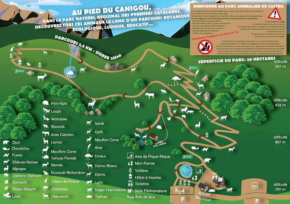 plan du parc animalier de Casteil
