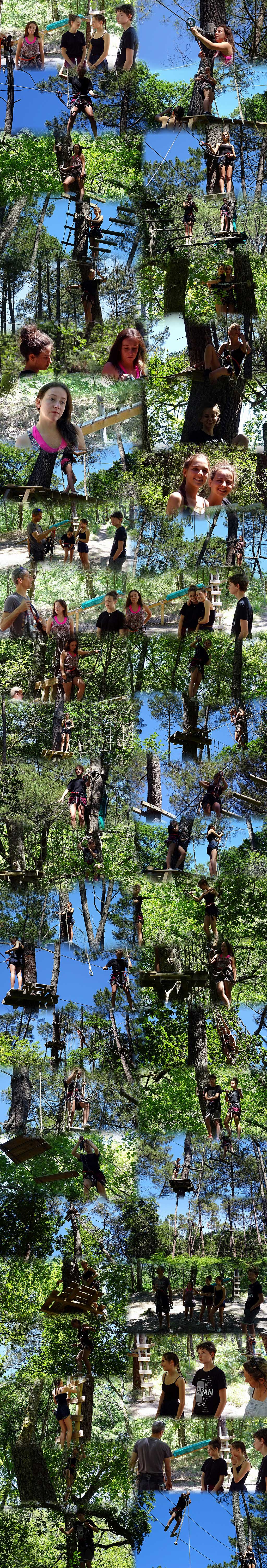 Comme des cureuils Sonia, Lena, Cleste et Lucas - parcours acrobatique forestier base de loisirs de Testarouman  Pissos - Landes