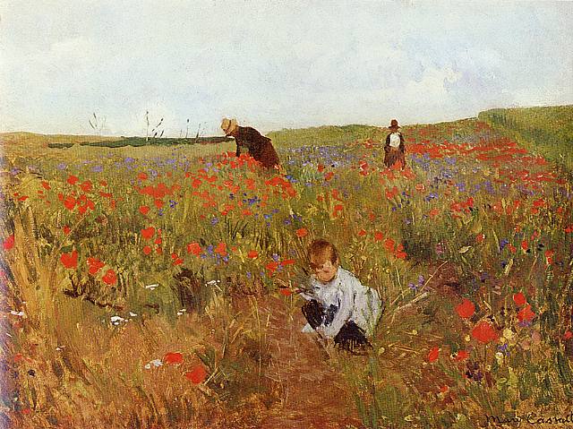 La cueillette des coquelicots de Mary Cassatt (Red Poppies)