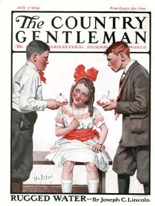 1924-07 Deux garçons apportant une glace à une fille