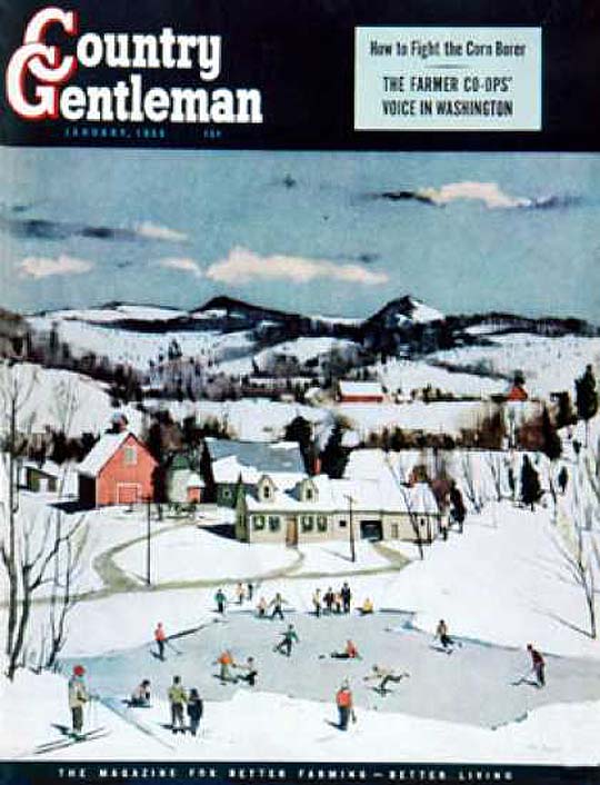 1950-01 Patinage sur l'étang de la ferme