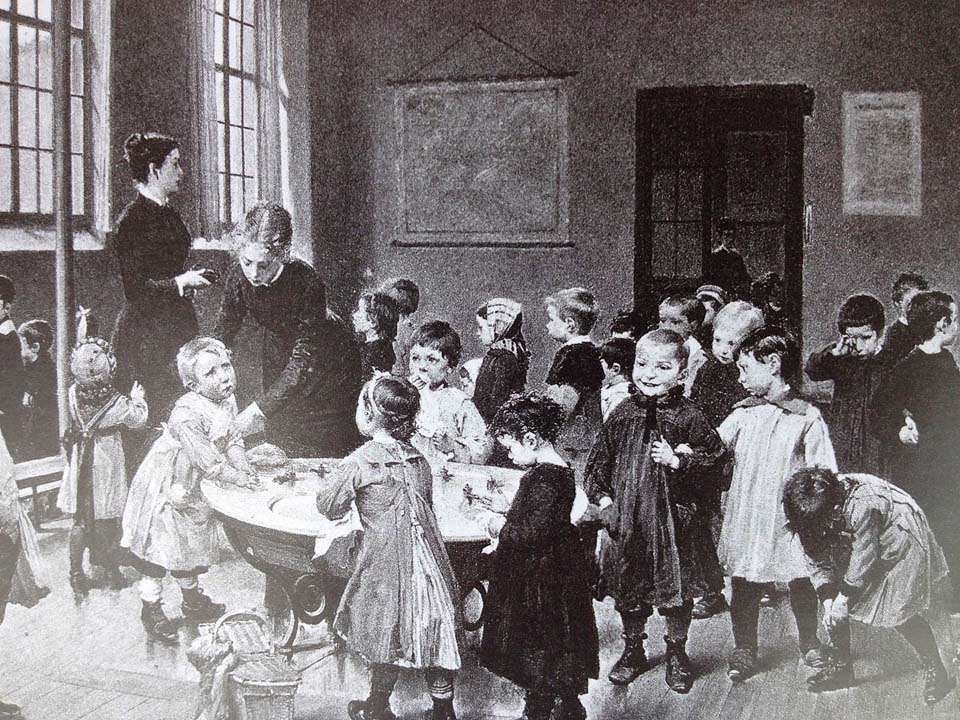 Le lavabo à l'école maternelle