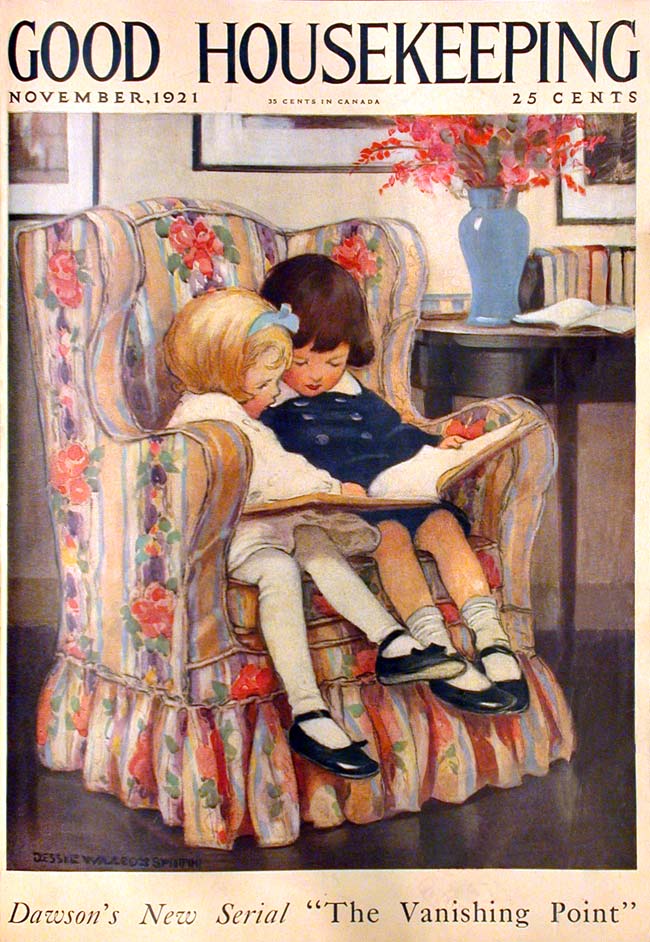 Two Children Reading a Book 1921-11