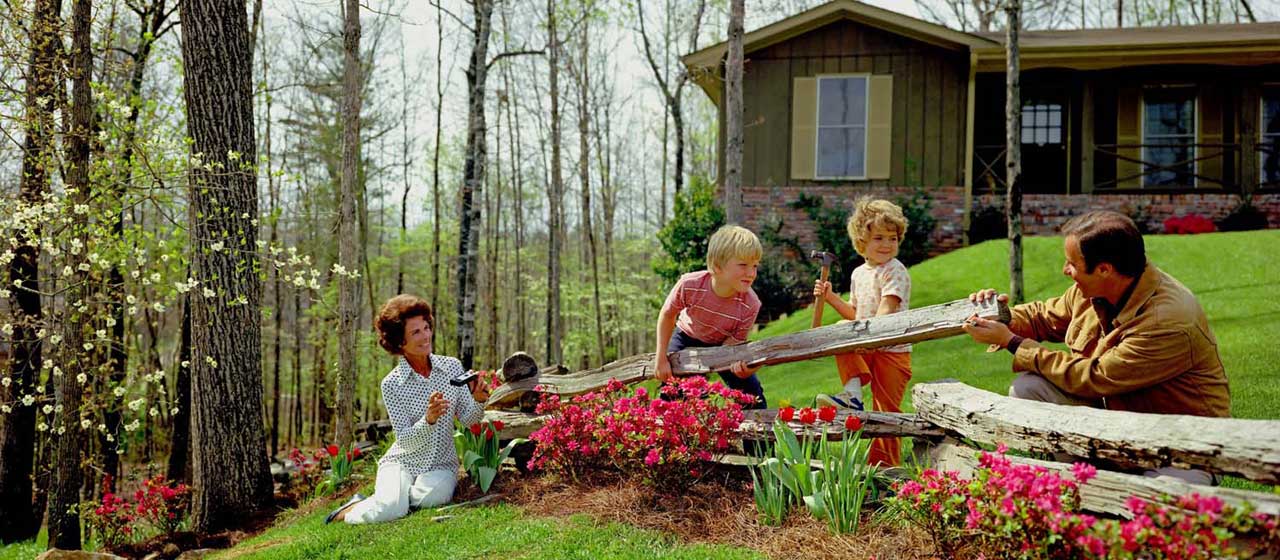 Family Springtime Scene - near Atlanta, Georgia - Colorama #406 - displayed in Grand Central Station March, 1975