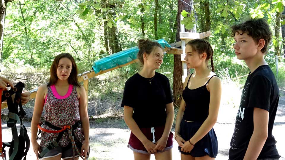 Comme des cureuils Sonia, Lena, Cleste et Lucas - parcours acrobatique forestier base de loisirs de Testarouman  Pissos - Landes