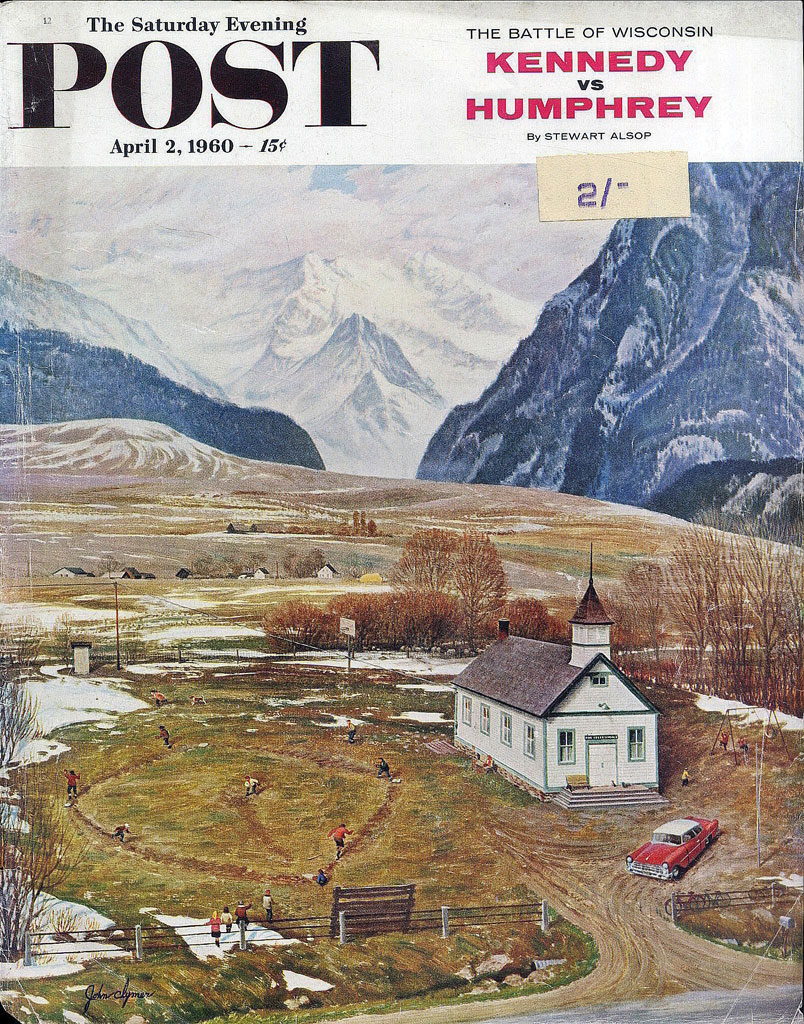 Recess at Pine Creek one-room schoolhouse in Montana