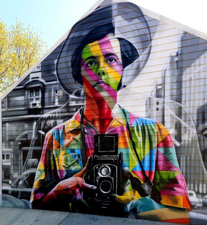 Portrait urbain de Vivian Maier par Eduardo Kobra Chicago Illinois 2017