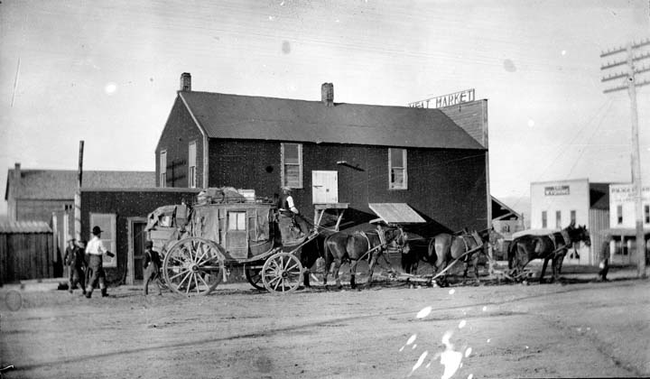 Une diligence à Campement, Wyoming 1907