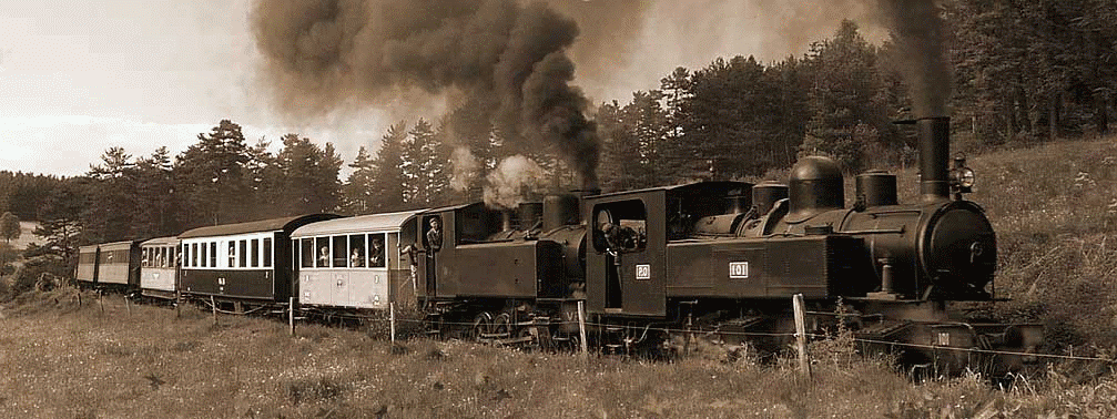 tortillard : chemin de fer  vapeur ou autorail qui permettait d'aller de St-Etienne au Chambon-sur-Lignon