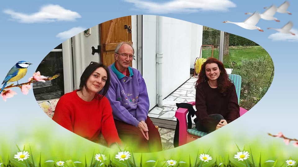 Karine, René et Justine dans la véranda