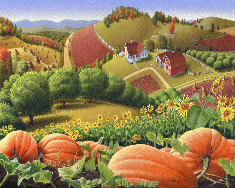 Farm Landscape Autumn Fall Pumpkin Patch